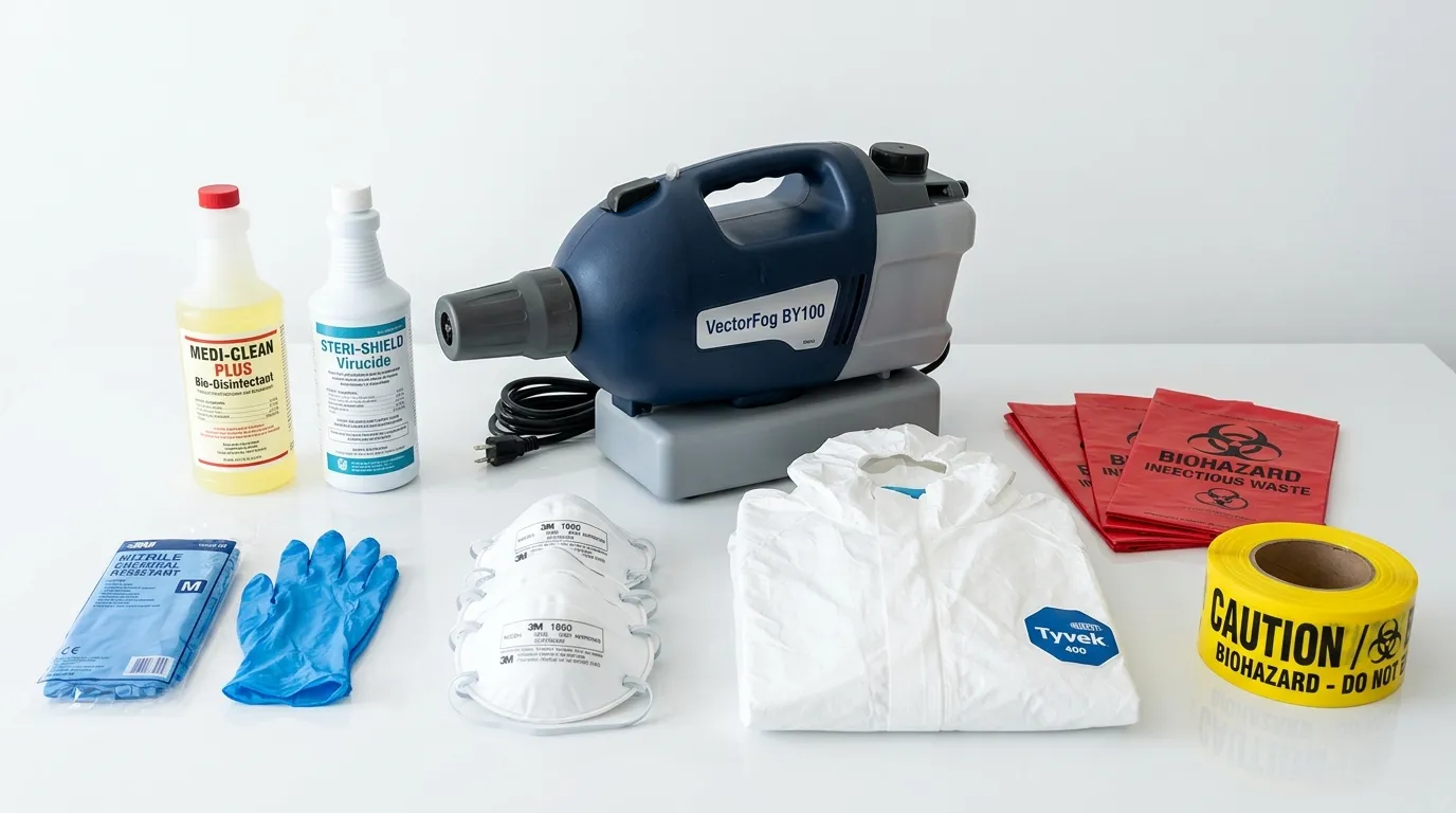 Professional biohazard remediation crew working in Linda